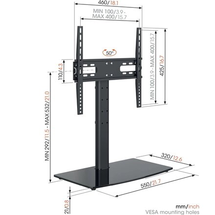 Vogels , Desk Mount , MS3085-A1 Table-Top Stand Medium , Full motion , 32-65 , Black