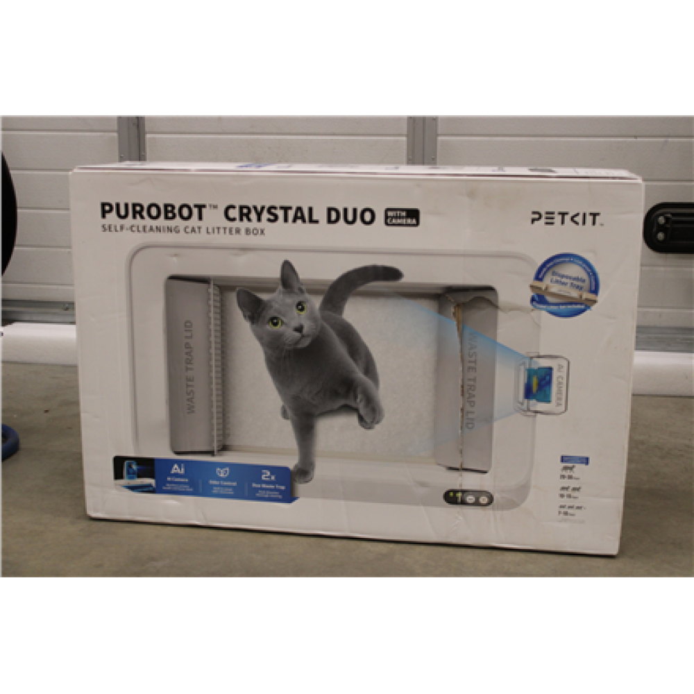 SALE OUT. PETKIT Purobot Crystal Duo with Camera Self-Cleaning Cat Litter Box , White , DAMAGED PACKAGING