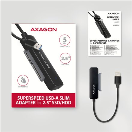 AXAGON USB-A 5Gbps SLIM adapter for 2.5 SSD/HDD , ADSA-FP2A