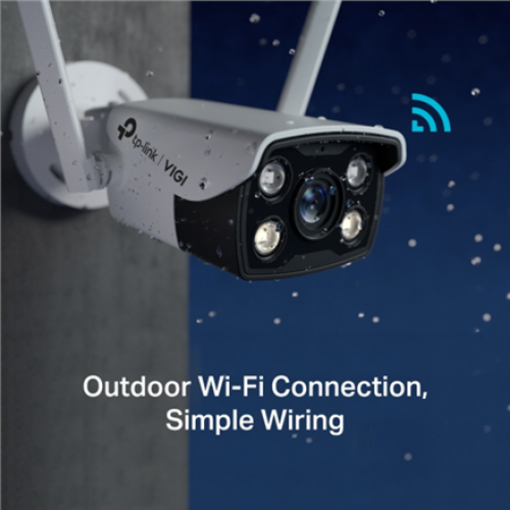 TP-LINK VIGI 4MP Outdoor Full-Color Wi-Fi Network Camera VIGI C340-W Bullet 4 MP 4 mm IP66 H.265+/H.265/H.264+/H.264 MicroSD