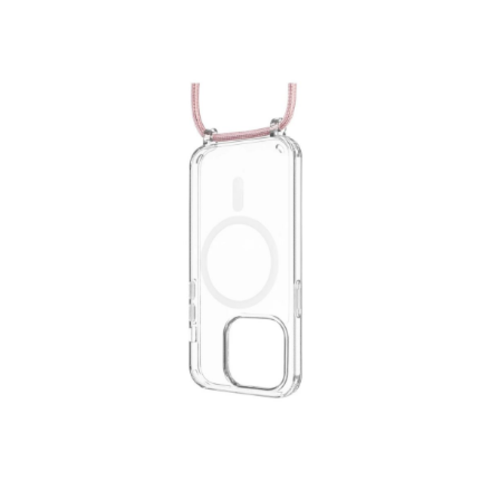 Fixed , MagPure Neck , Back Cover with Lanyard , Apple , iPhone 16 Pro Max , TPU , Clear, Pink