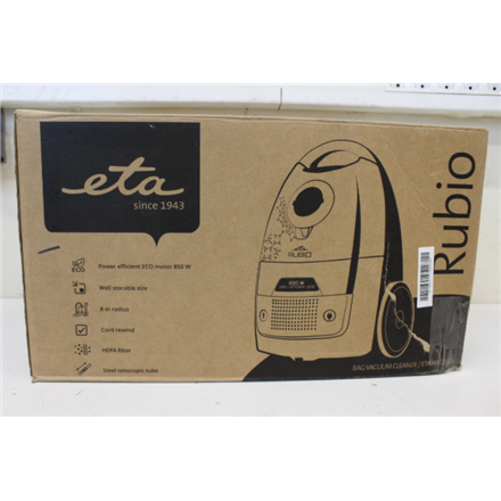 SALE OUT. ETA ETA049190010 Rubio Bagged Vacuum Cleaner, 850W, dust bag capacity 2L, HEPA filter, Red , SALE OUT. ETA Vacuum cleaner , Rubio ETA049190010 , Bagged , Power 850 W , Dust capacity 2 L , Red , DAMAGED PACKAGING