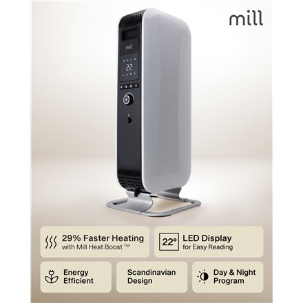 Mill , Heater , AB-H1000DN , Oil Filled Radiator , 1000 W , Number of power levels 3 , Suitable for rooms up to 12-16 m³ , White