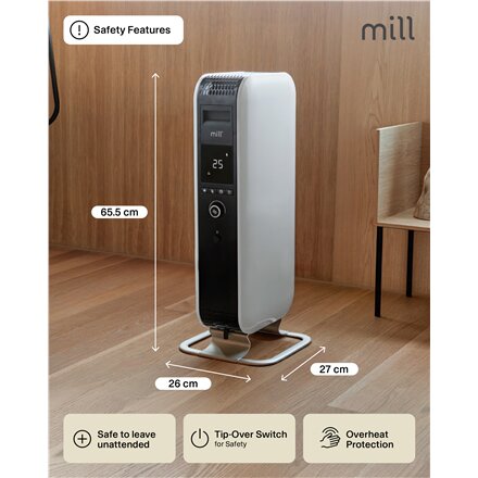 Mill , Heater , AB-H1000DN , Oil Filled Radiator , 1000 W , Number of power levels 3 , Suitable for rooms up to 12-16 m³ , White