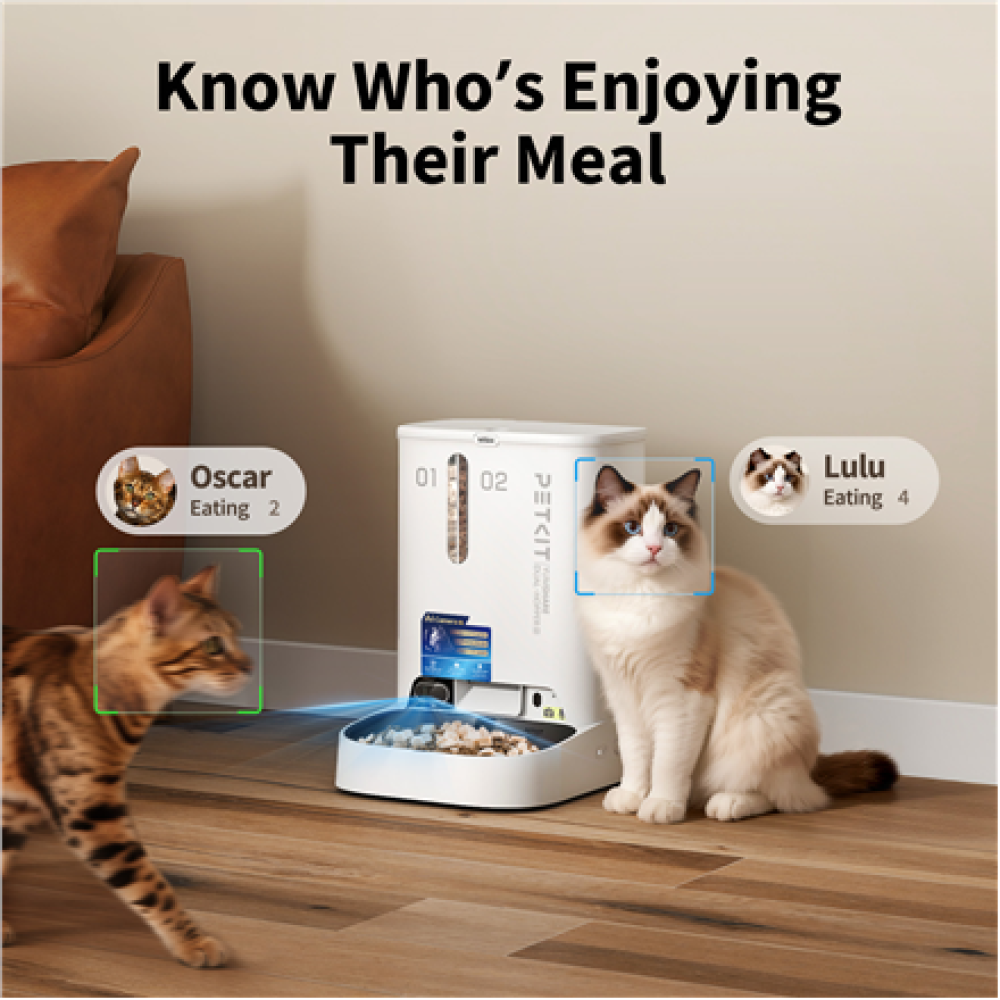 PETKIT YumShare Dual-hopper 2 Automatic Feeder with Camera , Capacity 5 L , Material ABS, 304 stainless steel , White