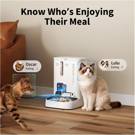 PETKIT YumShare Dual-hopper 2 Automatic Feeder with Camera , Capacity 5 L , Material ABS, 304 stainless steel , White