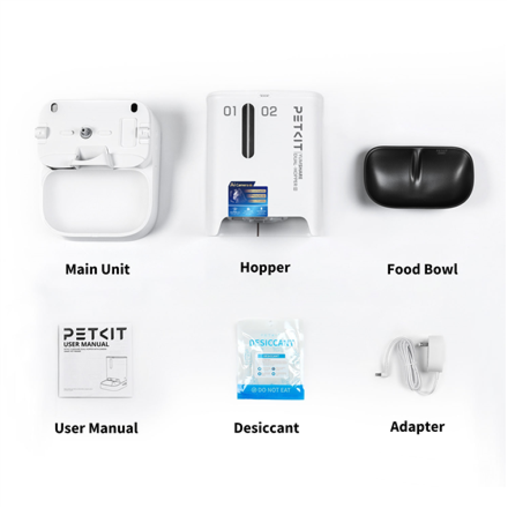 PETKIT YumShare Dual-hopper 2 Automatic Feeder with Camera , Capacity 5 L , Material ABS, 304 stainless steel , White