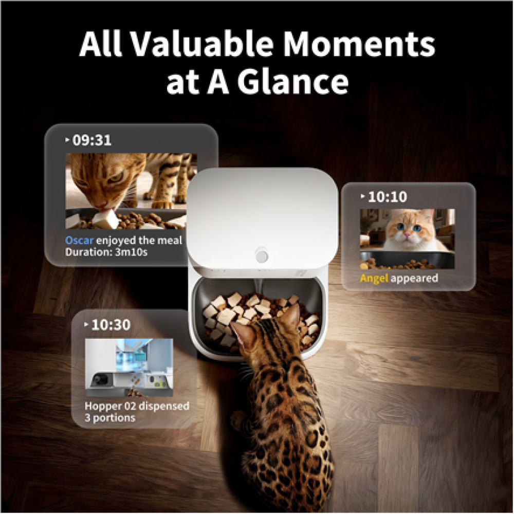 PETKIT YumShare Dual-hopper 2 Automatic Feeder with Camera , Capacity 5 L , Material ABS, 304 stainless steel , White