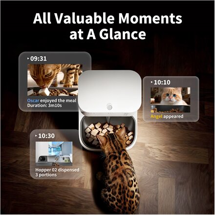PETKIT YumShare Dual-hopper 2 Automatic Feeder with Camera , Capacity 5 L , Material ABS, 304 stainless steel , White