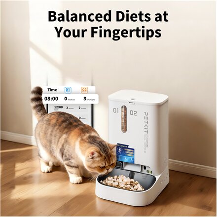 PETKIT YumShare Dual-hopper 2 Automatic Feeder with Camera , Capacity 5 L , Material ABS, 304 stainless steel , White