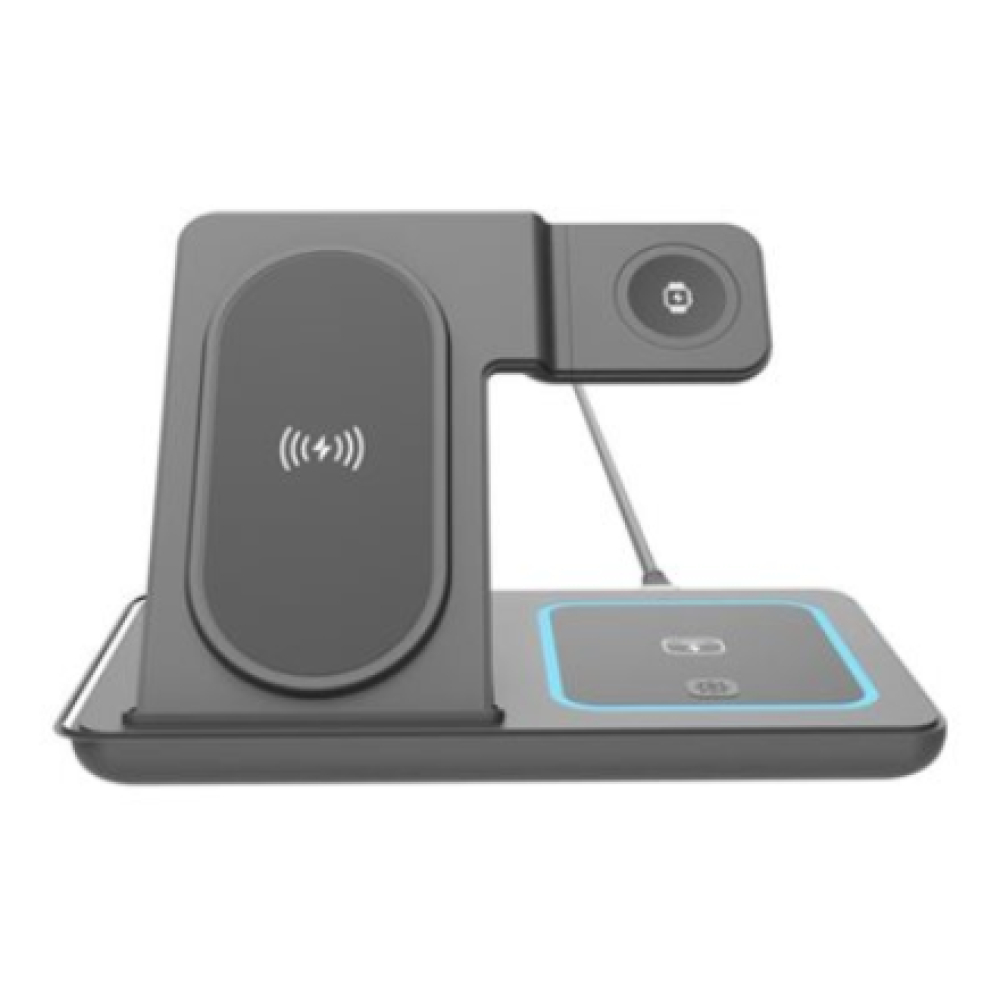 Gembird 3-in-1 foldable wireless charger stand , TA-WPC31A-01-BK