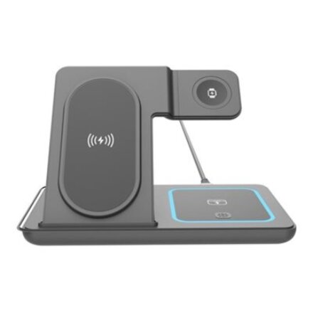 Gembird 3-in-1 foldable wireless charger stand , TA-WPC31A-01-BK