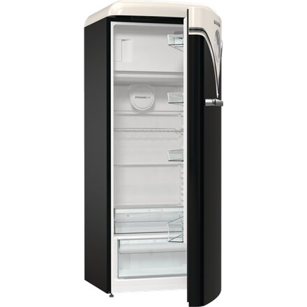 Gorenje Retro Refrigerator , OBRB615DBK , Energy efficiency class D , Free standing , Larder , Height 152.5 cm , Fridge net capacity 225 L , Freezer net capacity 22 L , 38 dB , Black