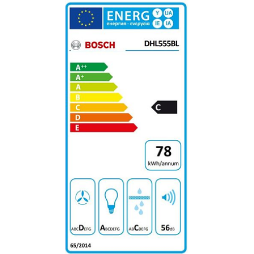 Bosch Hood Serie 4 DHL555BL Energy efficiency class C Canopy Width 50 cm 590 m³/h Mechanical control LED Silver