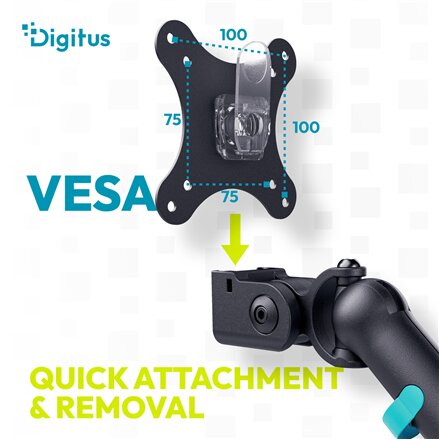 Digitus Desk Mount , Tilt, rotation, pivot , Dual design monitor mount, 2x 35, 2x 10 kg , 35 , Maximum weight (capacity) 20 kg , Black