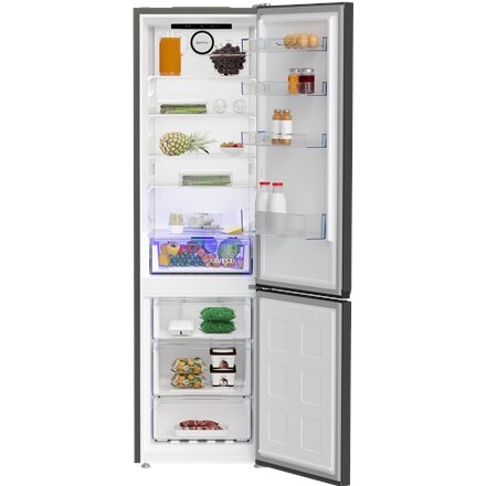 BEKO Refrigerator , B5RCNA405HXBR1 , Energy efficiency class D , Free standing , Combi , Height 203.5 cm , No Frost system , Fridge net capacity 249 L , Freezer net capacity 106 L , Display , 36 dB , Black