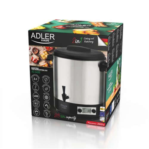 Adler , Electric pot/Cooker , AD 4496 , 2600 W , 28 L , Stainless steel/Black