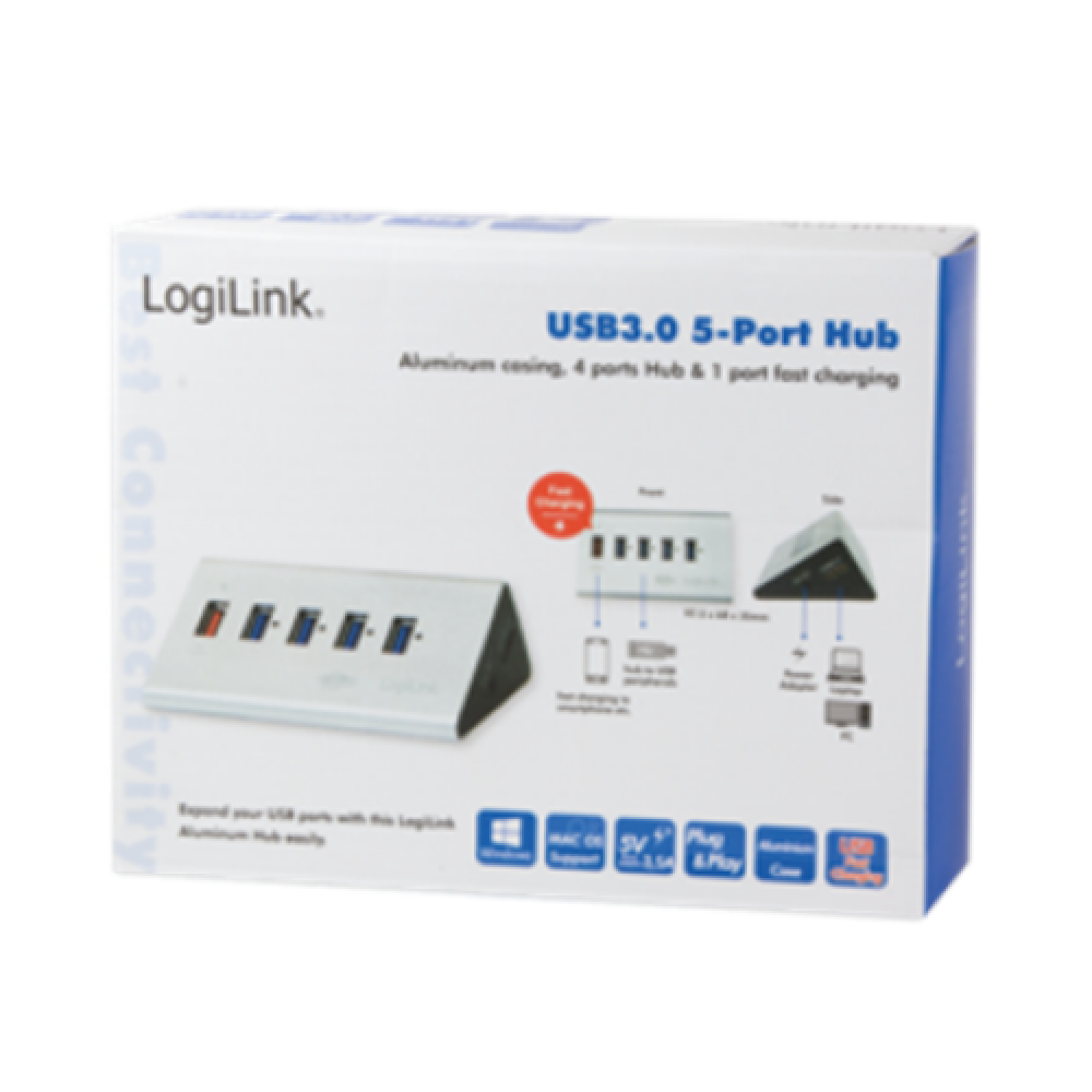 Logilink , UA0227 USB 3.0 High Speed Hub 4-Port + 1x Fast Charging Port