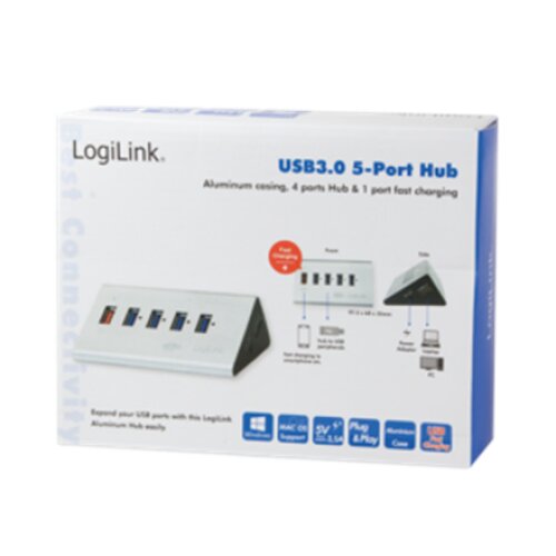 Logilink , UA0227 USB 3.0 High Speed Hub 4-Port + 1x Fast Charging Port