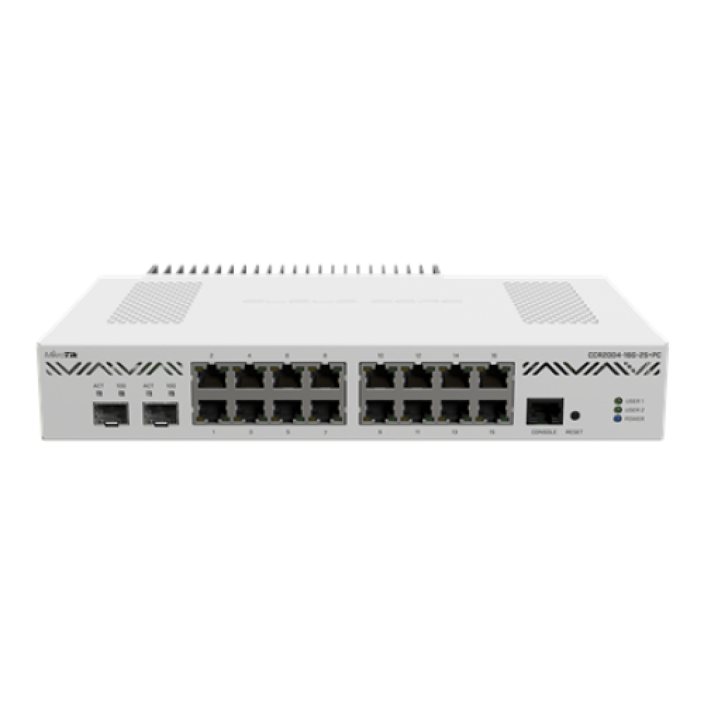 Mikrotik CCR2004-16G-2S+PC , Ethernet Router , CCR2004-16G-2S+PC , 10/100/1000 Mbit/s , Mesh Support No , MU-MiMO No , No mobile broadband