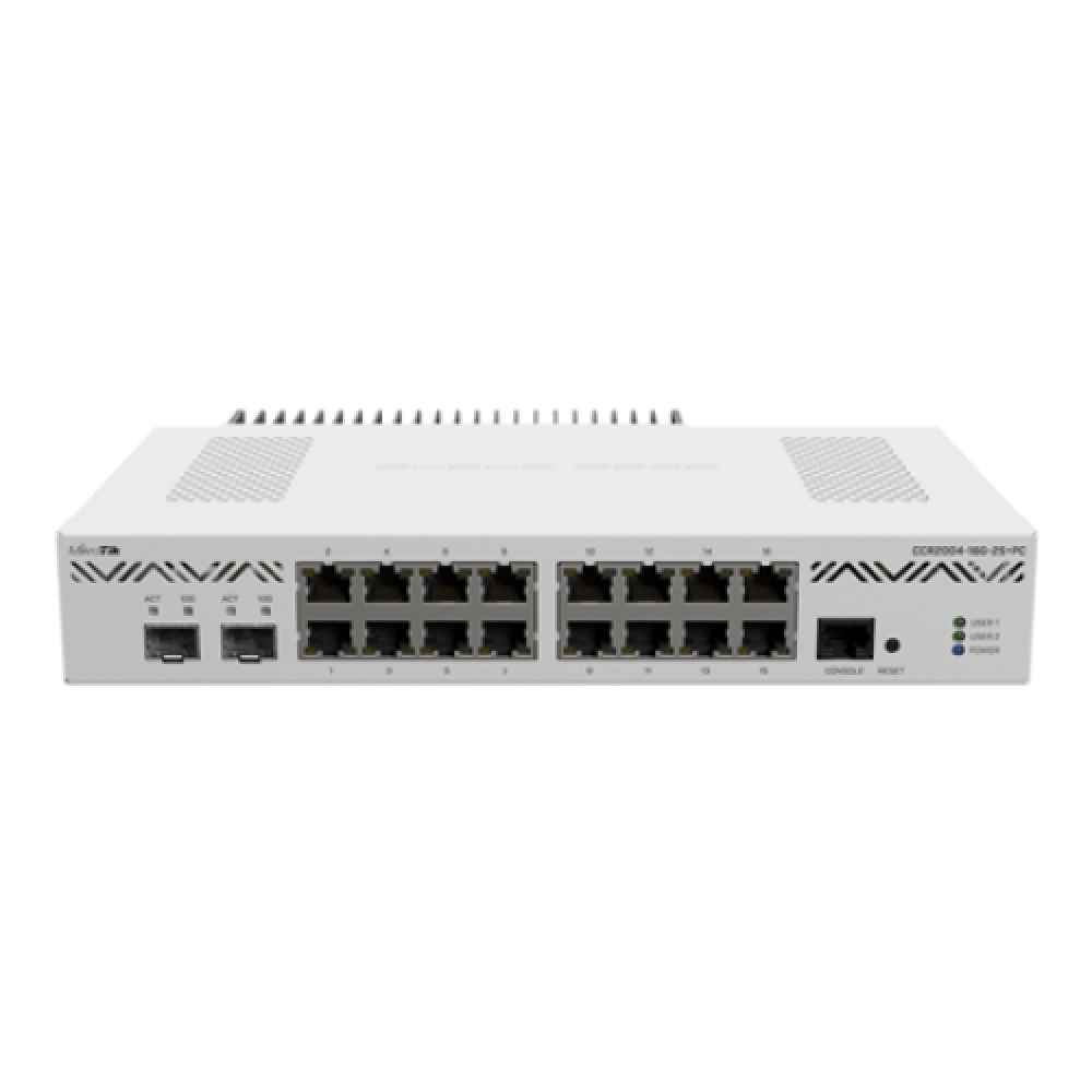 Mikrotik CCR2004-16G-2S+PC , Ethernet Router , CCR2004-16G-2S+PC , 10/100/1000 Mbit/s , Mesh Support No , MU-MiMO No , No mobile broadband