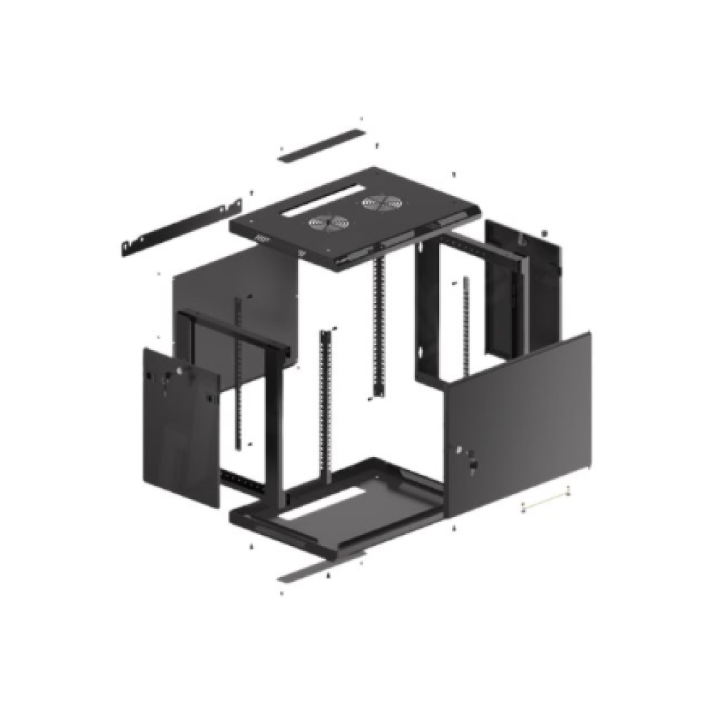Lanberg Rack cabinet 19 wall-mount 9U/600x450 for self-assembly with metal door (flat pack), black , Lanberg