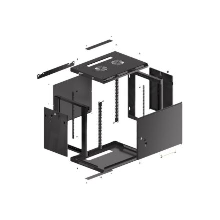 Lanberg , Rack cabinet 19 wall-mount 9U/600x450 for self-assembly with metal door (flat pack) , WF01-6409-00B , Black