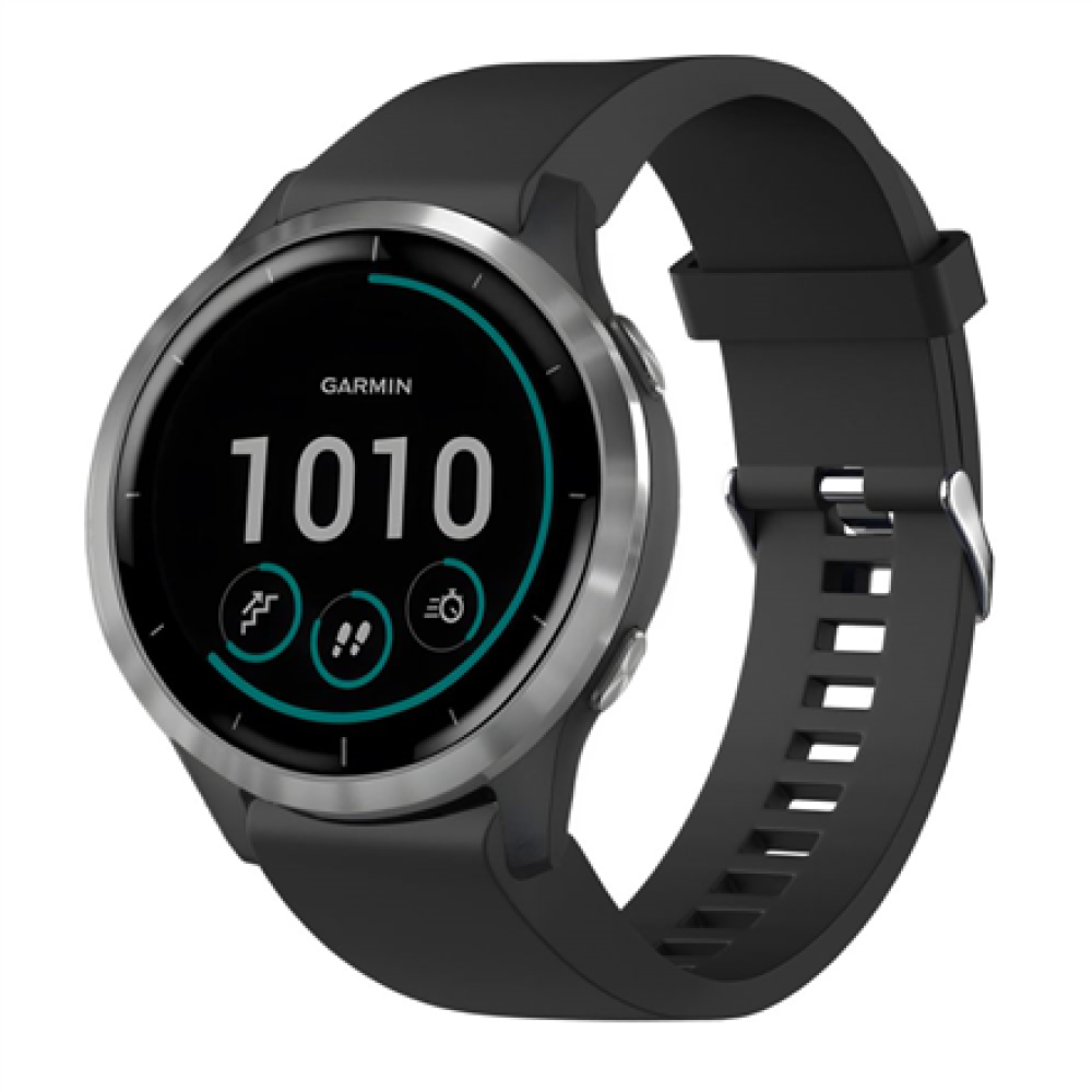 Fixed , Silicone Strap for Garmin QuickFit 20mm , Black