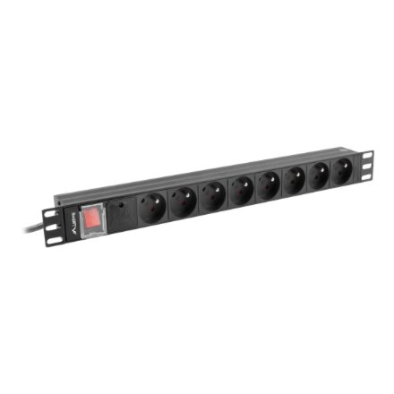 Lanberg Power Distribution Unit (PDU) 19 1U 16A 2m 8x French Outlets , PDU-08E-0200-BK
