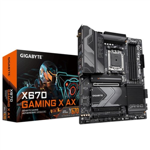 Gigabyte , X670 GAMING X AX 1.0 M/B , Processor family AMD , Processor socket AM5 , DDR5 DIMM , Memory slots 4 , Supported hard disk drive interfaces SATA, M.2 , Number of SATA connectors 4 , Chipset AMD X670 , ATX