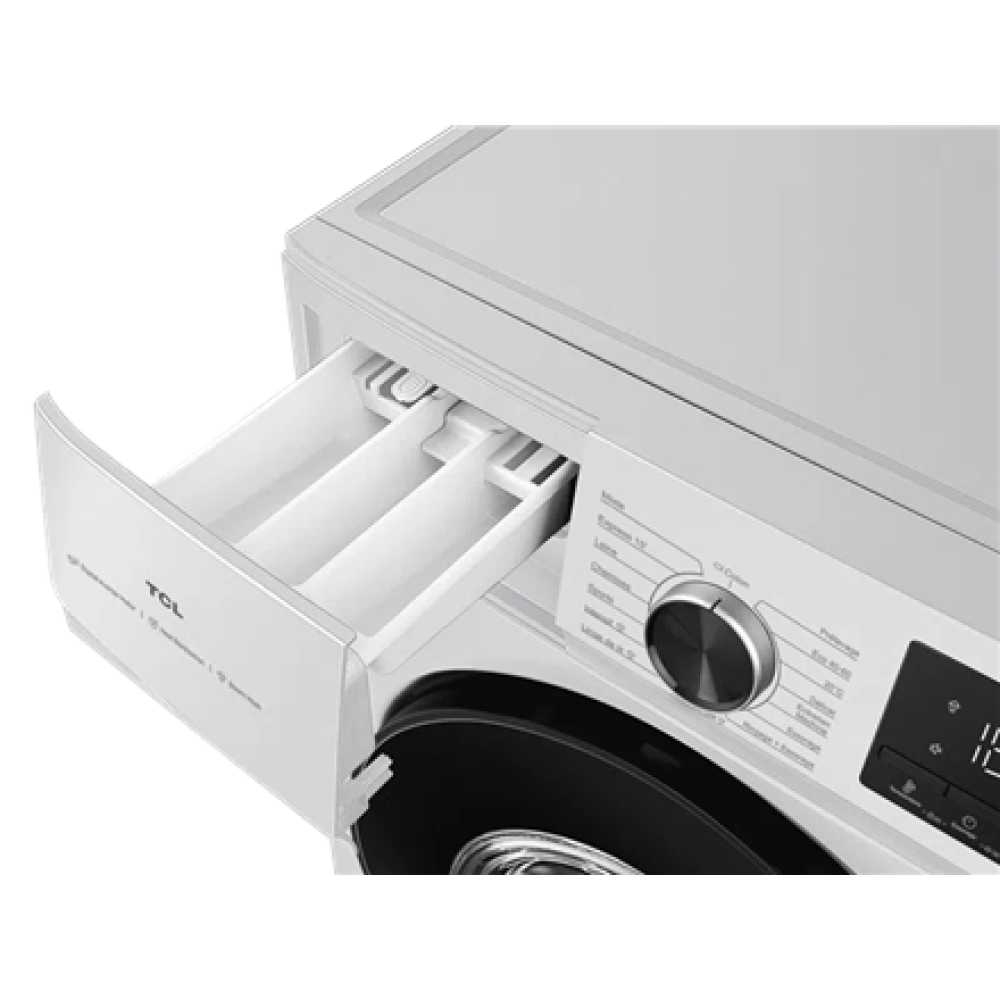 TCL Washing machine , FF1024WA2 , Energy efficiency class A-10% , Front loading , Washing capacity 10 kg , 1400 RPM , Depth 61 cm , Width 59.5 cm , Display , LED , Steam function , White