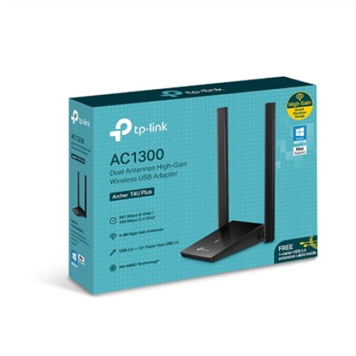 TP-LINK , Archer , 2×External , T4U Plus , 2.4GHz/5GHz , 400+867 Mbit/s