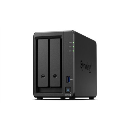 Synology DS723+ 2-bay/AMD Ryzen R1600/2-core 2.6 (base)/3.1 (turbo) GHz/2GB DDR4/2 x 3.5xHot swap/2x1GbE/1xUSB3.2/eSATA/RAID 0,1/3Y , Synology , 2-Bay , DS723+ , AMD , Ryzen R1600 , Processor frequency 2.6 GHz , 2 GB