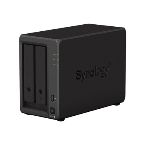 Synology DS723+ 2-bay/AMD Ryzen R1600/2-core 2.6 (base)/3.1 (turbo) GHz/2GB DDR4/2 x 3.5xHot swap/2x1GbE/1xUSB3.2/eSATA/RAID 0,1/3Y , Synology , 2-Bay , DS723+ , AMD , Ryzen R1600 , Processor frequency 2.6 GHz , 2 GB