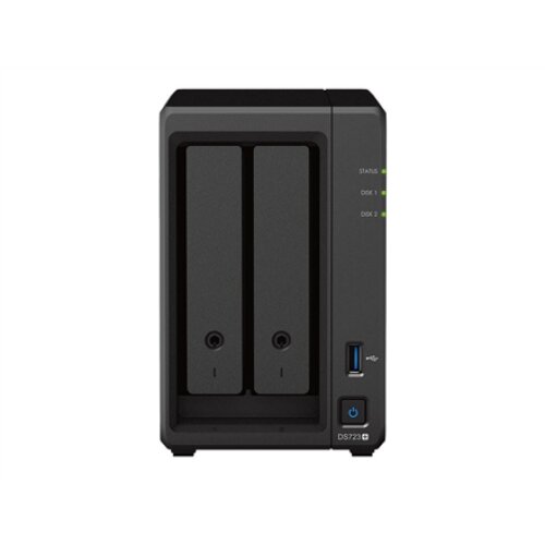 Synology DS723+ 2-bay/AMD Ryzen R1600/2-core 2.6 (base)/3.1 (turbo) GHz/2GB DDR4/2 x 3.5xHot swap/2x1GbE/1xUSB3.2/eSATA/RAID 0,1/3Y , Synology , 2-Bay , DS723+ , AMD , Ryzen R1600 , Processor frequency 2.6 GHz , 2 GB