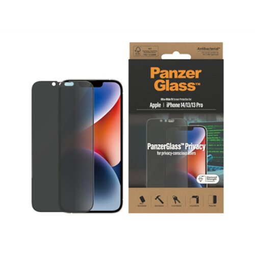 PanzerGlass , Screen protector , Apple , iPhone 14/13/13 Pro , Glass , Black , Ultra-Wide Fit , Privacy