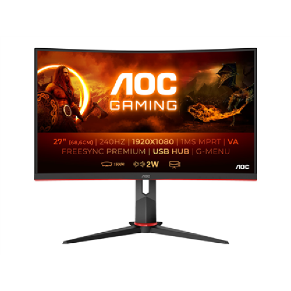 AOC , C27G2ZU , 27 , VA , FHD , 16:9 , 240 Hz , 0.5 ms , 300 cd/m² , HDMI ports quantity 2 , Black , Warranty 36 month(s)