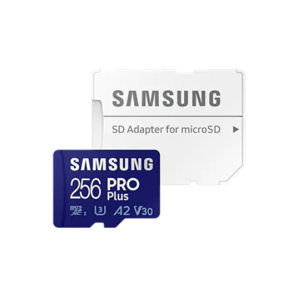 Samsung PRO PLUS UHS-I 256 GB, microSDXC Memory Card, Flash memory class U3, V30, A2, SD adapter