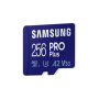 Samsung PRO PLUS UHS-I 256 GB, microSDXC Memory Card, Flash memory class U3, V30, A2, SD adapter