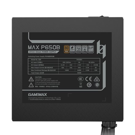 Gamemax PSU , MAX P650B , 650 W , Bronze , Non-Modular