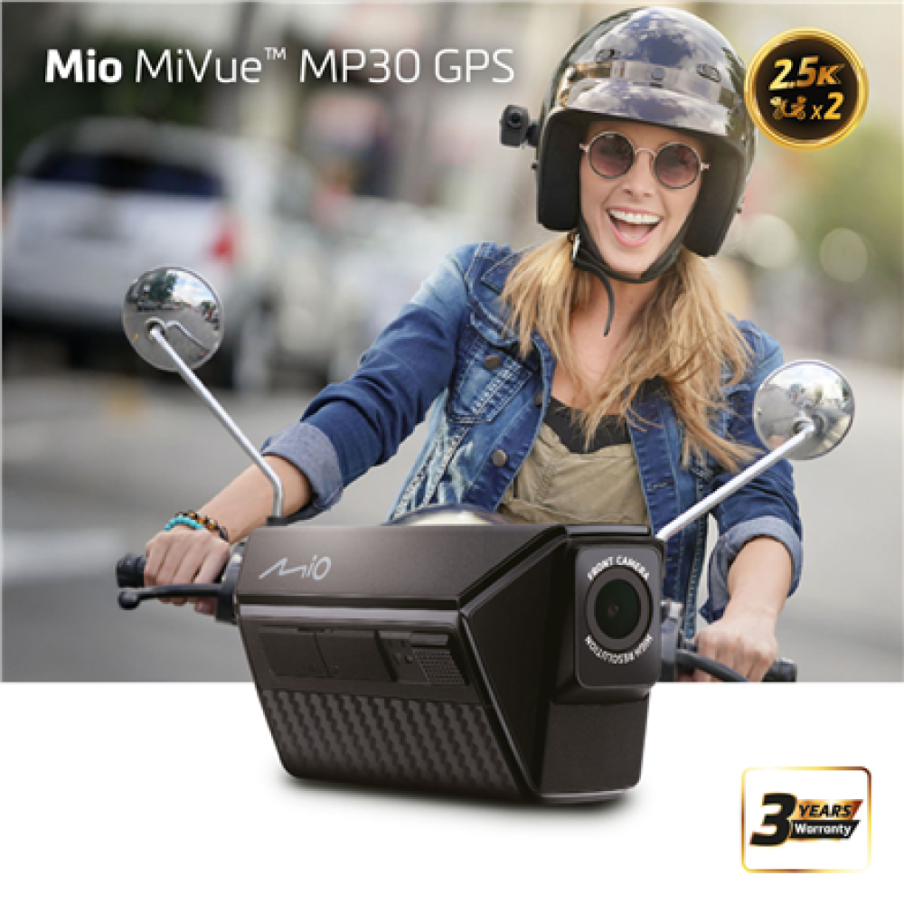 Mio , MiVue MP30 Dual 2.5K Rider Dash Cam , GPS (satellite)