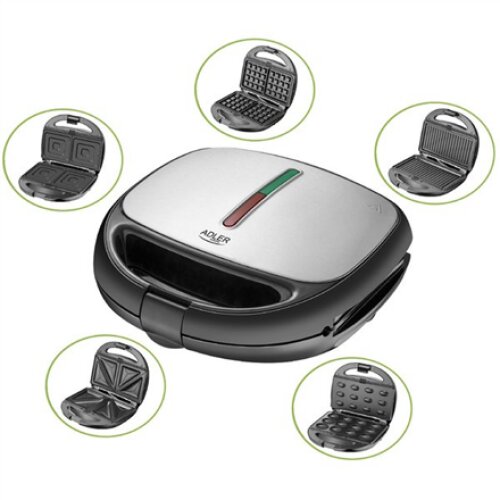 Adler , Sandwich maker , AD 3040 , Number of plates 5 , Multigrill , Number of pastry 2 , 1200 W , Ceramic coating , Black
