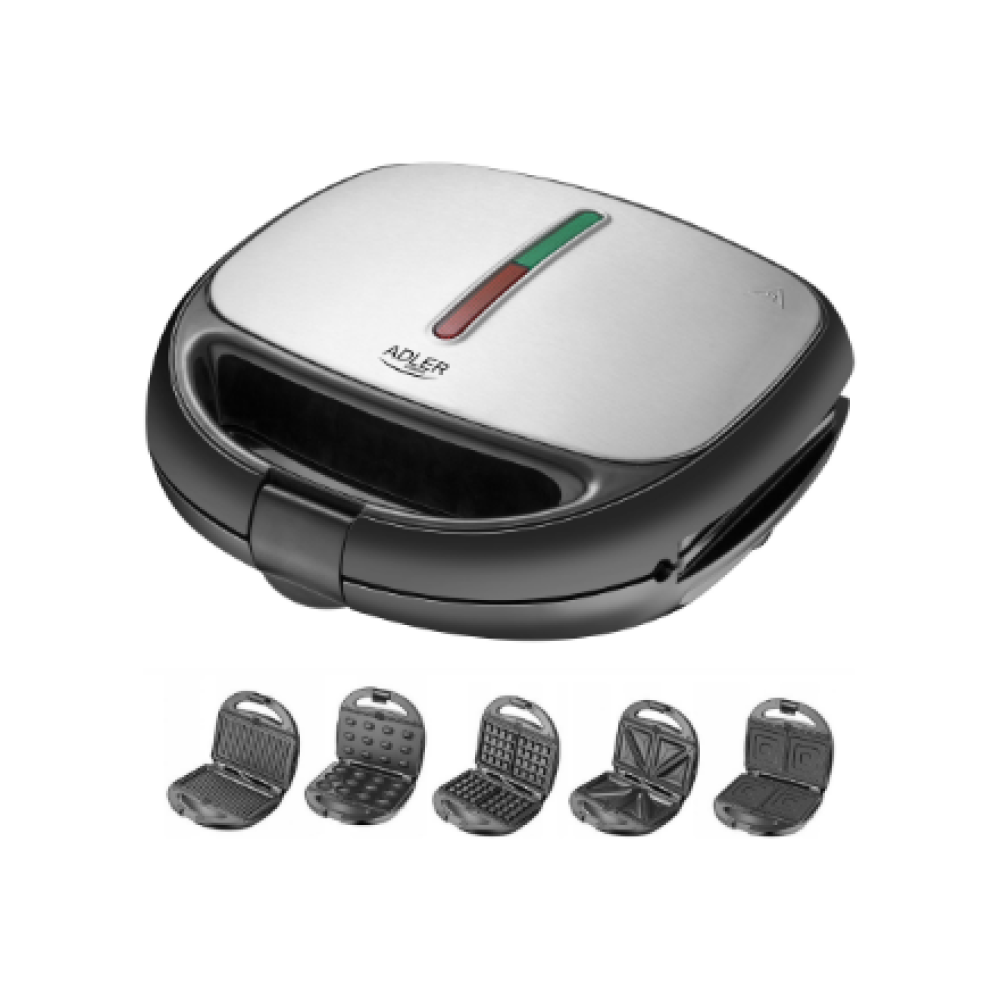 Adler , Sandwich maker , AD 3040 , 1200 W , Number of plates 5 , Number of pastry 2 , Ceramic coating , Black
