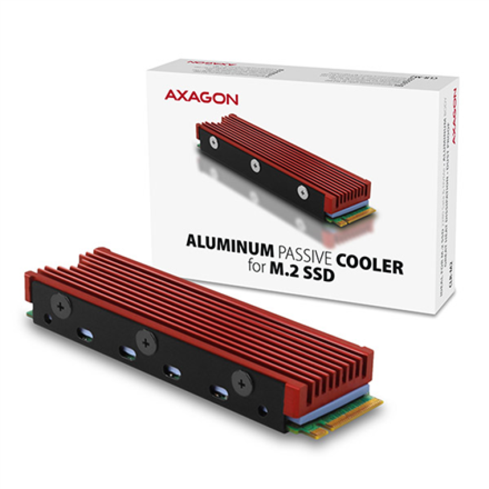 AXAGON , Passive aluminum cooler for all M.2 SSDs, size 2280, high 12 mm , CLR-M2