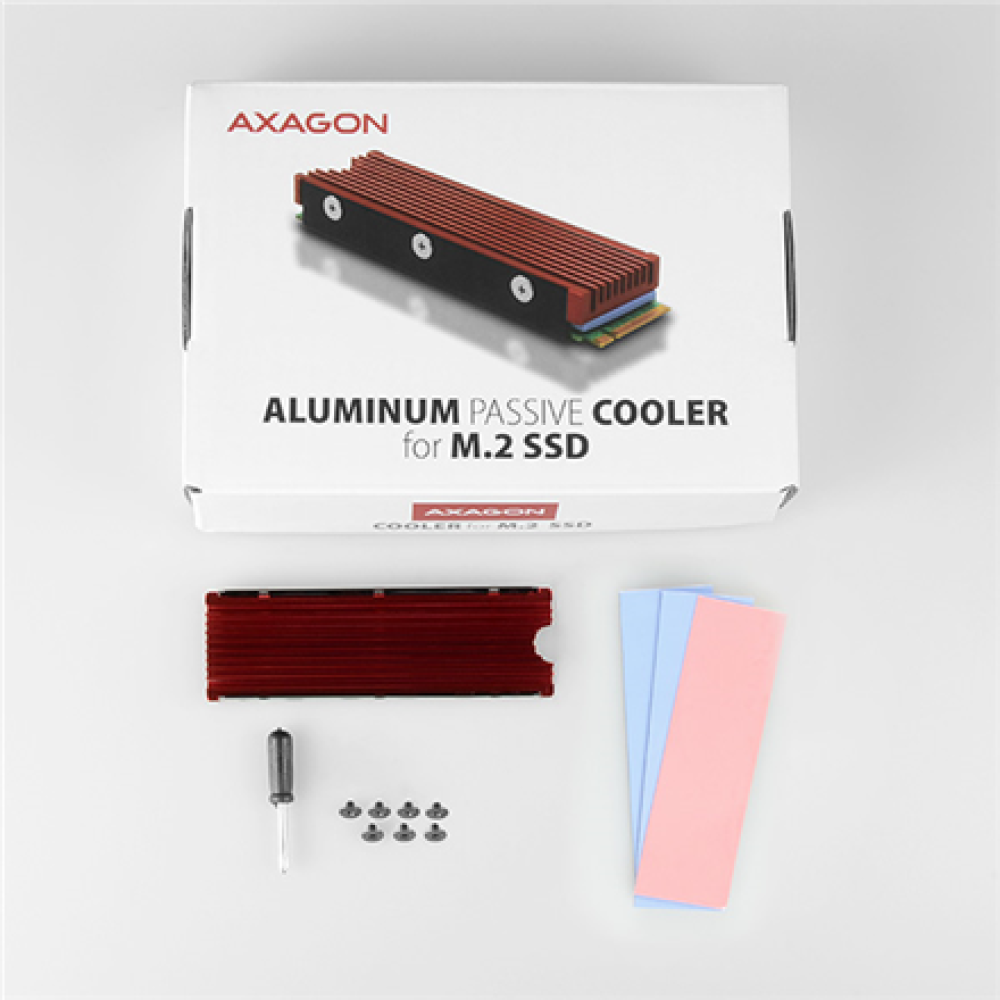 AXAGON , Passive aluminum cooler for all M.2 SSDs, size 2280, high 12 mm , CLR-M2