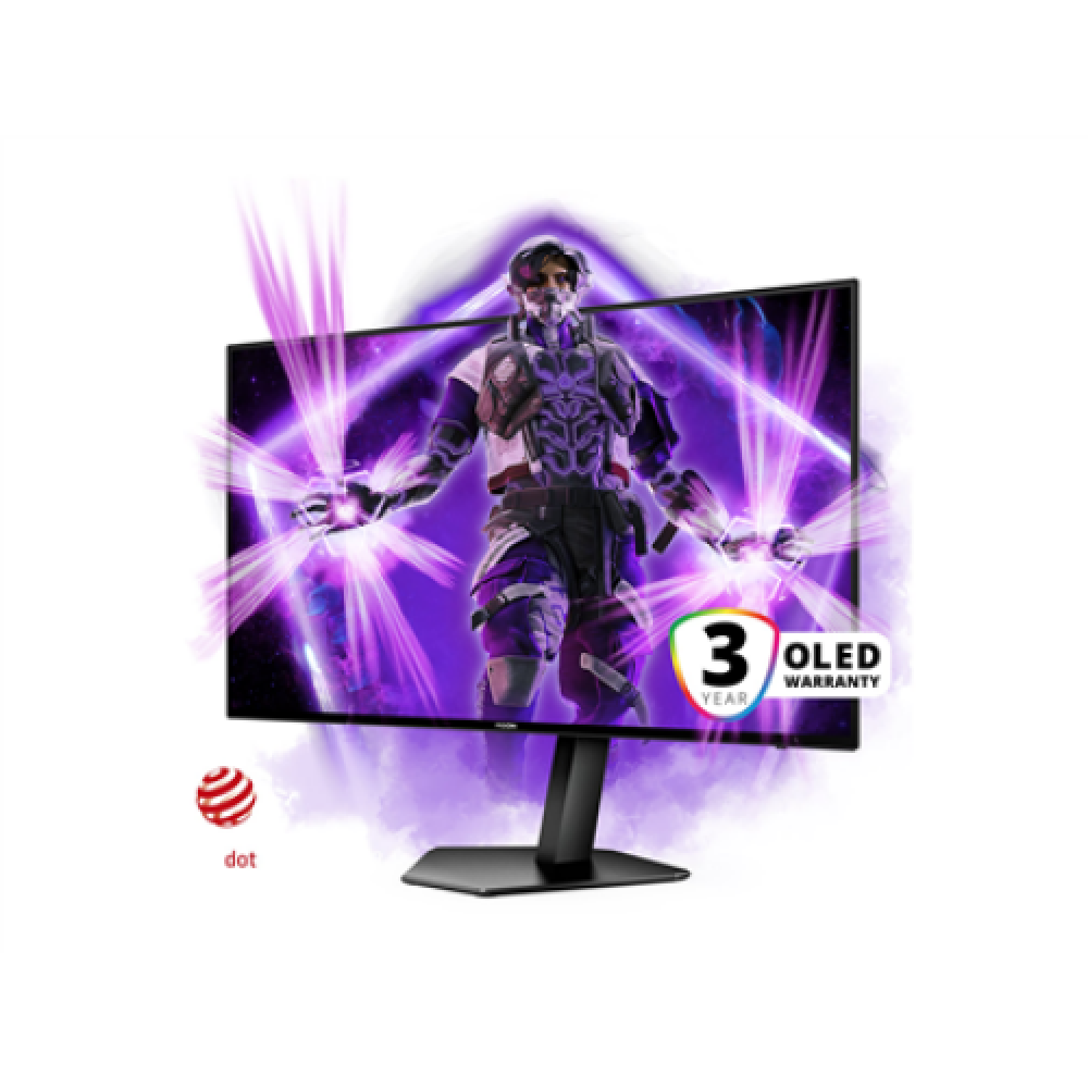 AOC AG276QZD AGON PRO , 27 , OLED , QHD , 16:9 , 240 Hz , 0.03 ms , 2560 x 1440 pixels , 1000 cd/m² , HDMI ports quantity 2 , Black , Warranty 36 month(s)