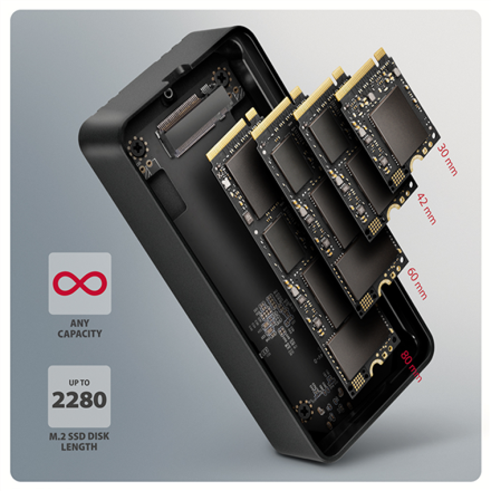 AXAGON USB-C 40Gbps external enclosure for M.2 NVMe SSD , EEM2-40G