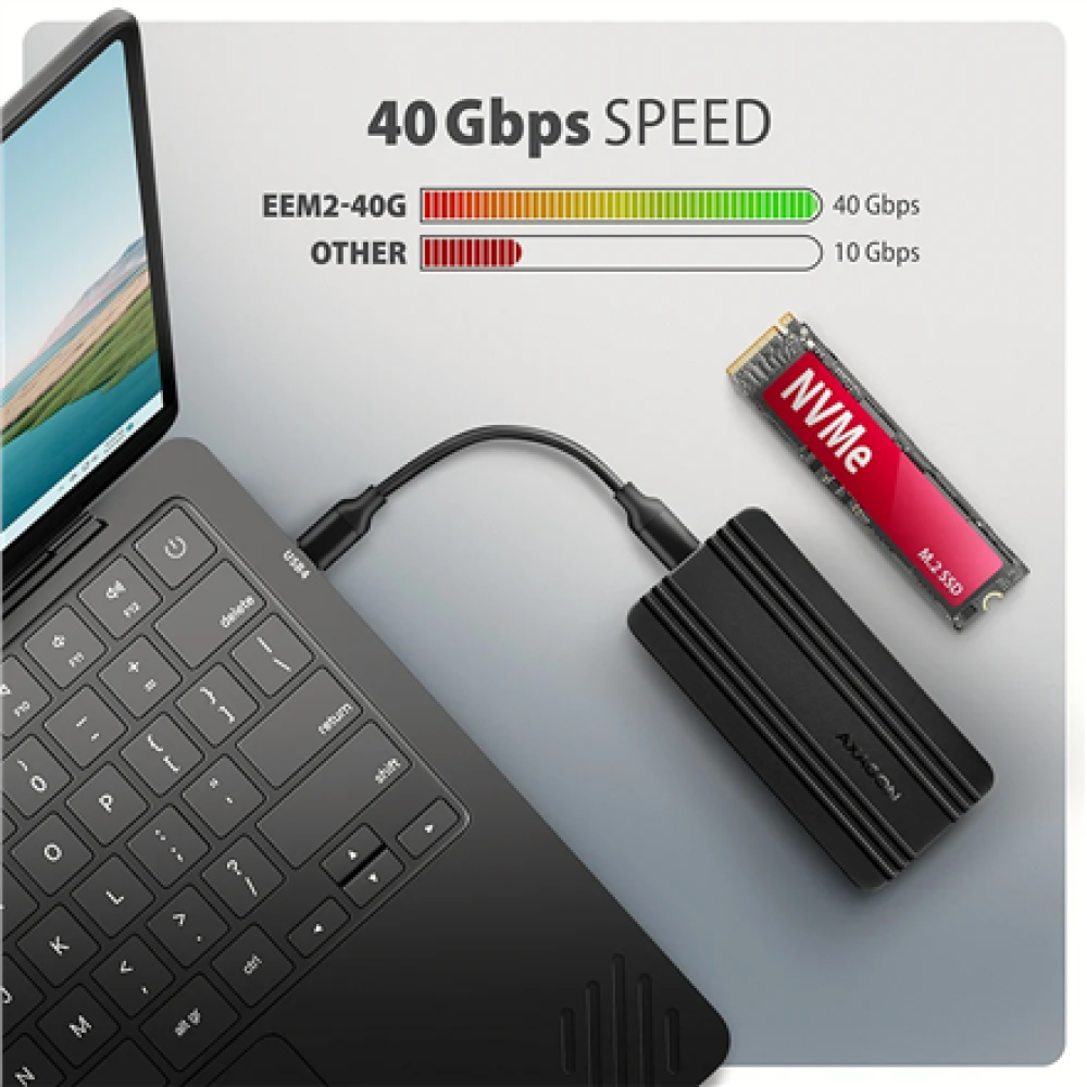 AXAGON USB-C 40Gbps external enclosure for M.2 NVMe SSD , EEM2-40G