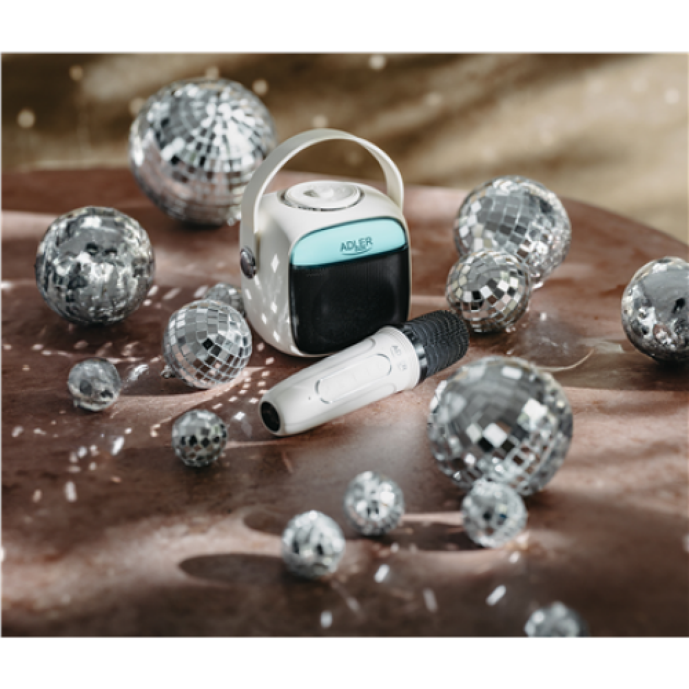 Adler Karaoke Speaker With Microphone , AD 1199W , Bluetooth , White , Portable , Wireless connection