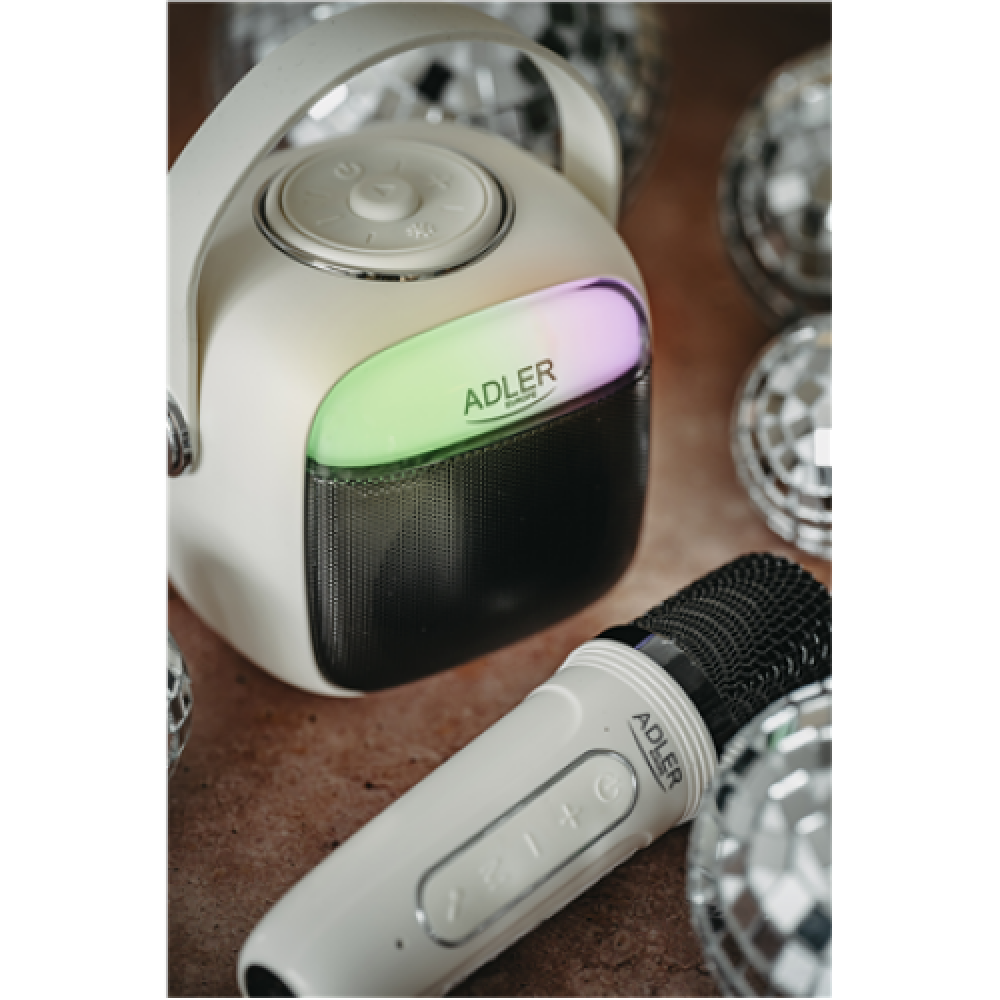 Adler Karaoke Speaker With Microphone , AD 1199W , Bluetooth , White , Portable , Wireless connection